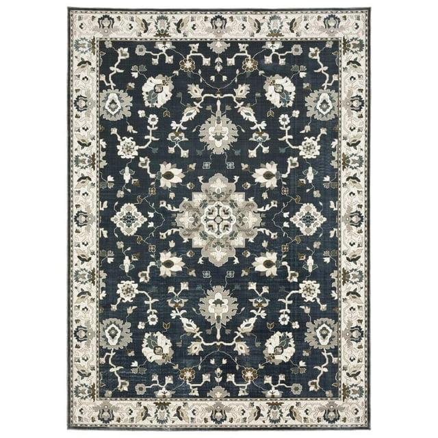 Oriental Weavers Ellington ELL08 Blue/ Beige Indoor Area Rug - 2'3" x 7'6"