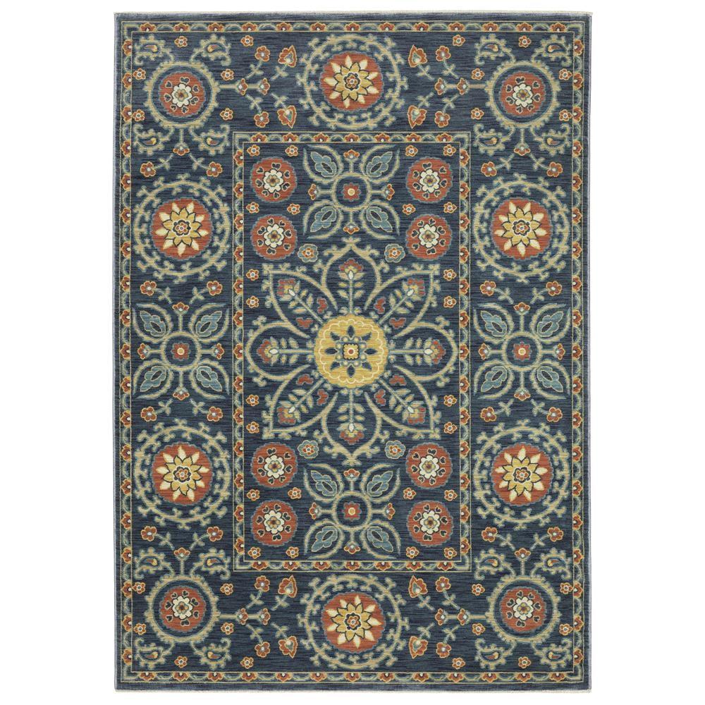 Oriental Weavers Francesca FR11B Blue/ Rust Indoor Area Rug - 3'3" x 5'