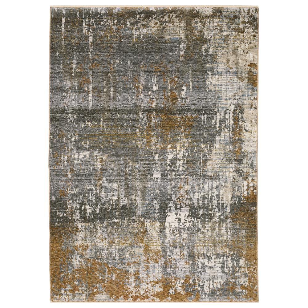 Hayden Gray and Rust Abstract Synthetic 3'3" x 5' Area Rug