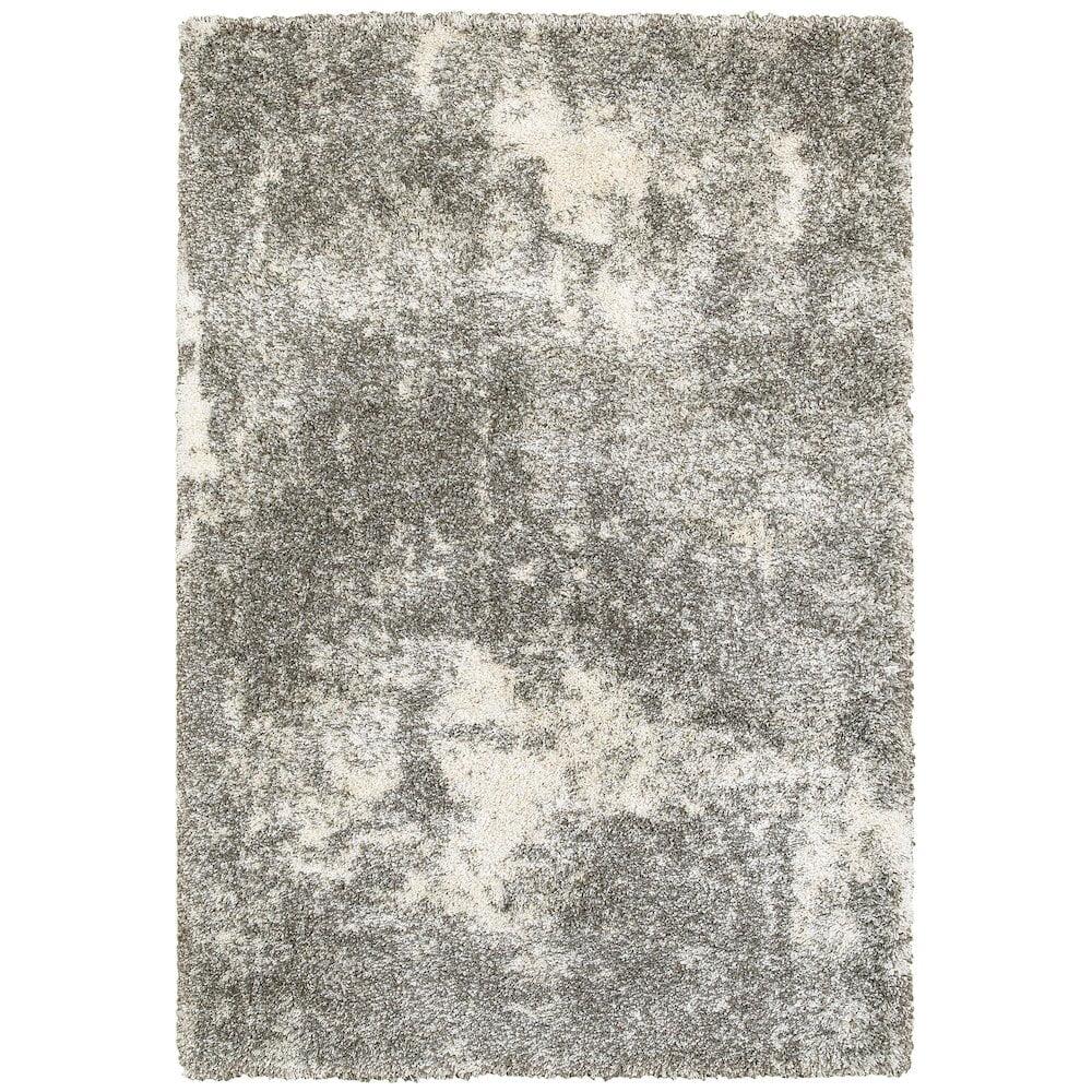 Oriental Weavers Henderson Shag Area Rug - 5503H - 7'10" x 10'10" - in Gray/ Ivory - Plush Soft Shag, Modern Style, Stain Resistant, Cushion Feel, Dining, Living Room Rug