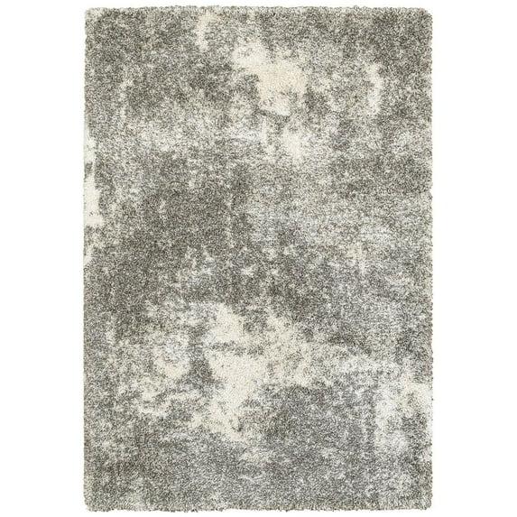 Oriental Weavers Henderson Shag Area Rug - 5503H - 7'10" x 10'10" - in Gray/ Ivory - Plush Soft Shag, Modern Style, Stain Resistant, Cushion Feel, Dining, Living Room Rug