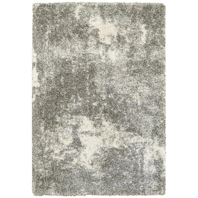 Oriental Weavers Henderson Shag Area Rug - 5503H - 7'10" x 10'10" - in Gray/ Ivory - Plush Soft Shag, Modern Style, Stain Resistant, Cushion Feel, Dining, Living Room Rug