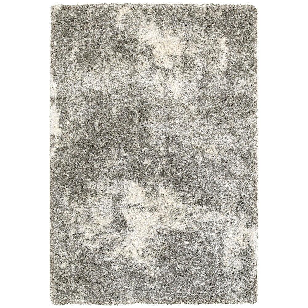 Oriental Weavers Henderson Shag Area Rug - 5503H - 7'10" x 10'10" - in Gray/ Ivory - Plush Soft Shag, Modern Style, Stain Resistant, Cushion Feel, Dining, Living Room Rug