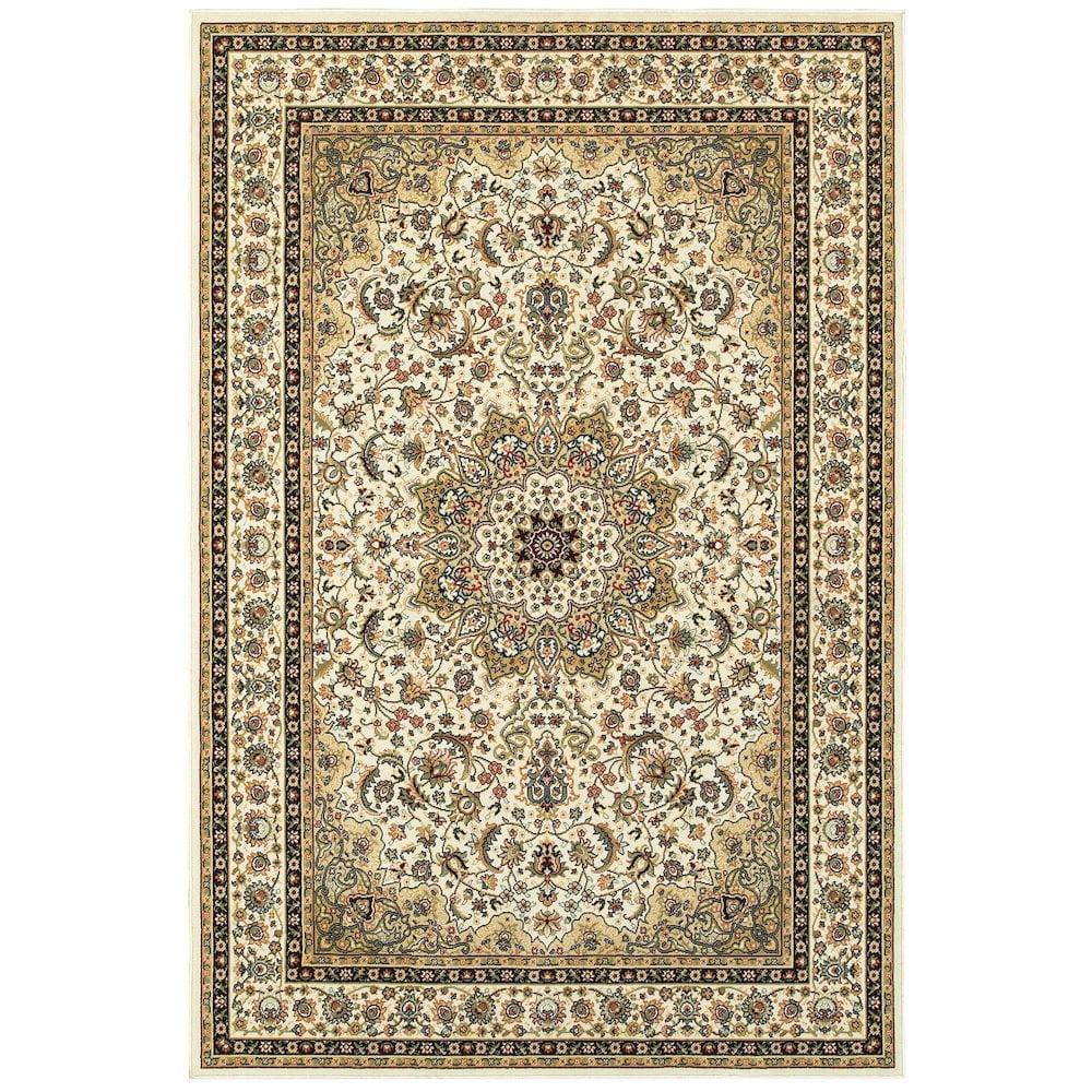 Oriental Weavers Kashan Area Rug - 119W1 - 6'7" x 9'6" - in Ivory/ Beige - Vintage Inspired, Stain Resistant, Family and Pet Friendly , Dining, Living Room Rug