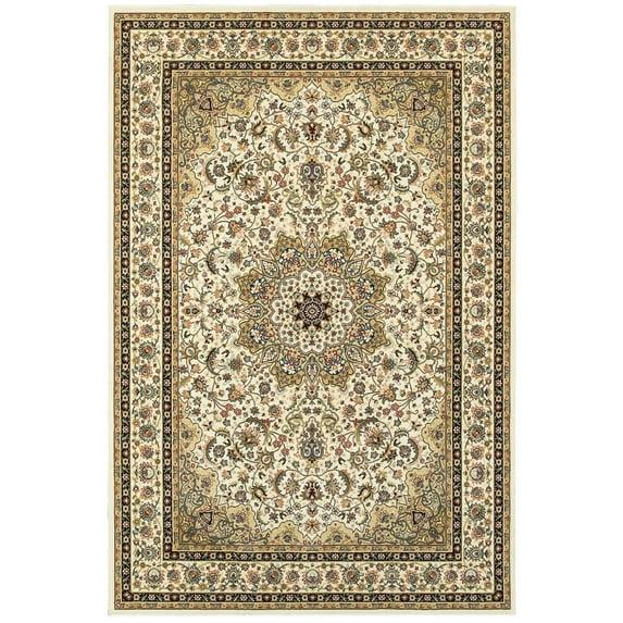 Oriental Weavers Kashan Area Rug - 119W1 - 6'7" x 9'6" - in Ivory/ Beige - Vintage Inspired, Stain Resistant, Family and Pet Friendly , Dining, Living Room Rug