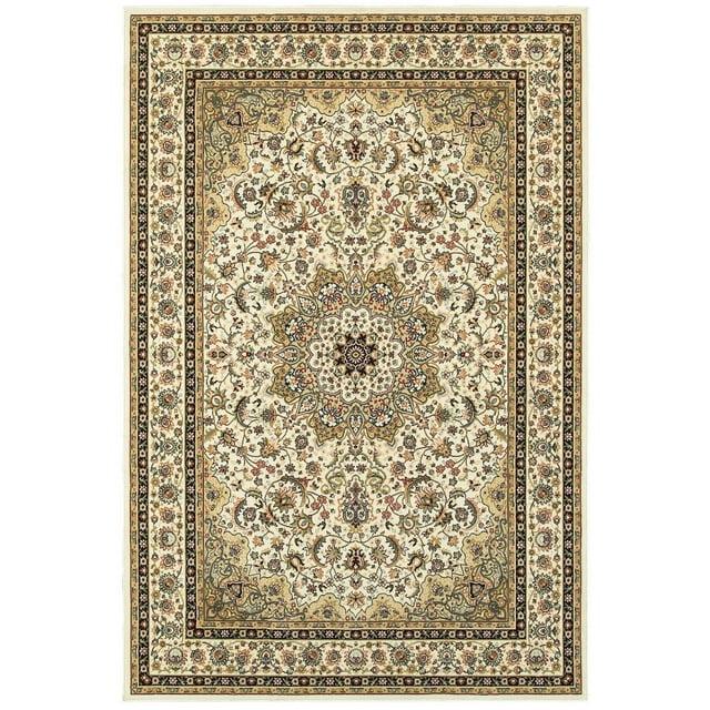 Oriental Weavers Kashan Area Rug - 119W1 - 6'7" x 9'6" - in Ivory/ Beige - Vintage Inspired, Stain Resistant, Family and Pet Friendly , Dining, Living Room Rug