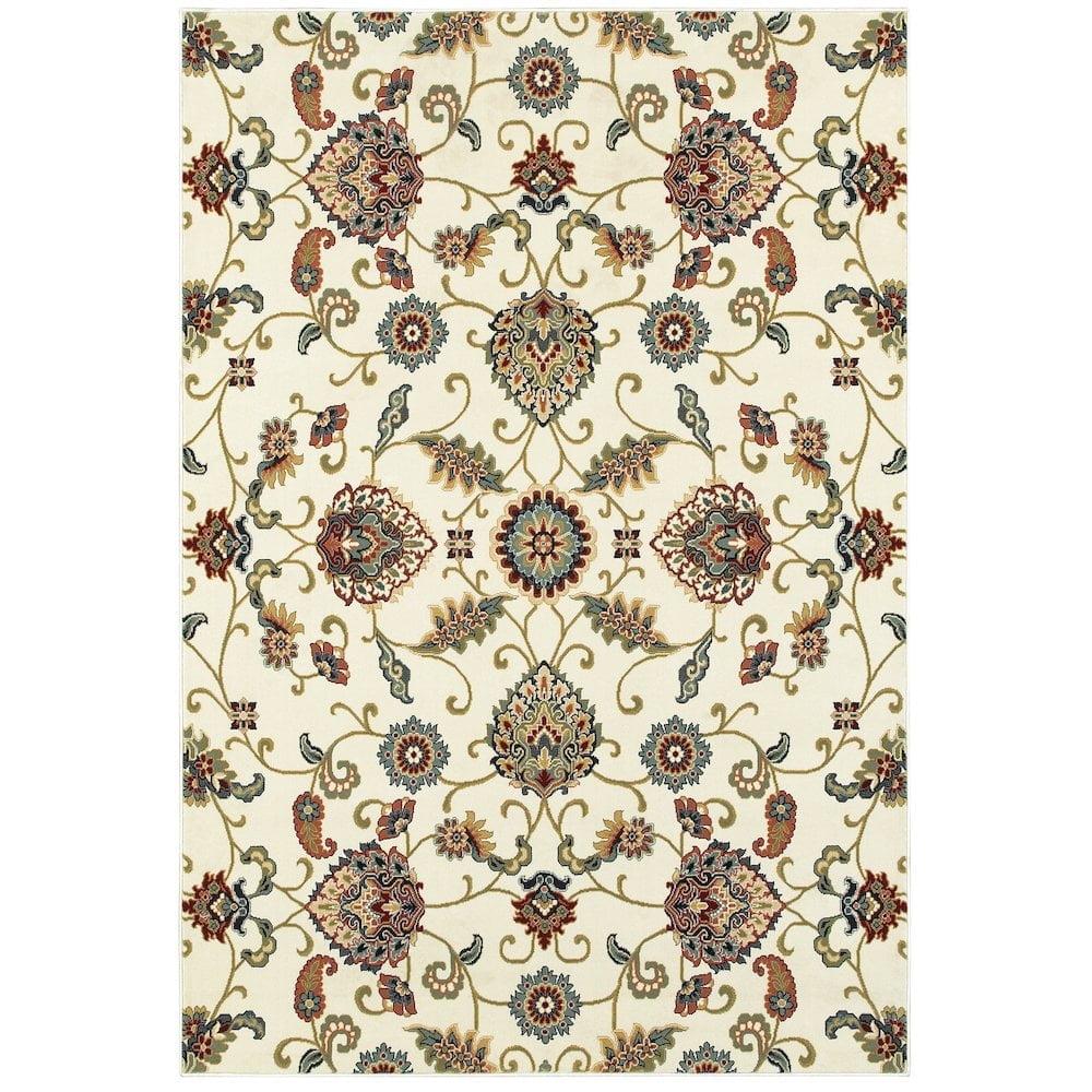 Oriental Weavers Kashan Area Rug - 9946W - 9'10" x 12'10" - in Ivory/ Multi - Vintage Inspired, Stain Resistant, Family and Pet Friendly , Family, Dining, Living Room Rug