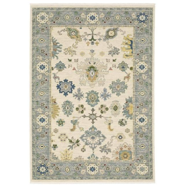 Oriental Weavers Lucca 846H1 Ivory/ Blue Indoor Area Rug - 5'3" x 7'6"