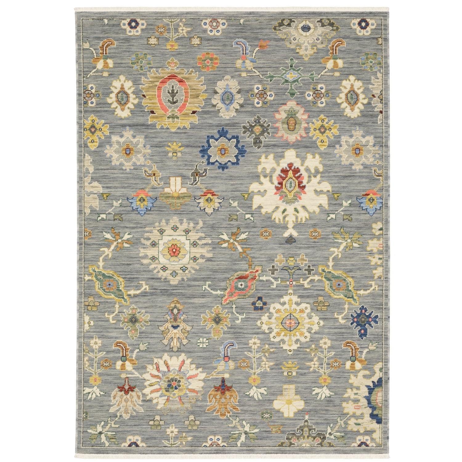 Oriental Weavers Lucca Wool Blend Area Rug - 5507E - 2' x 3' - in Gray/ Multi - Vintage Inspired, Wool Blend, Entryway, Bathroom Accent Rug