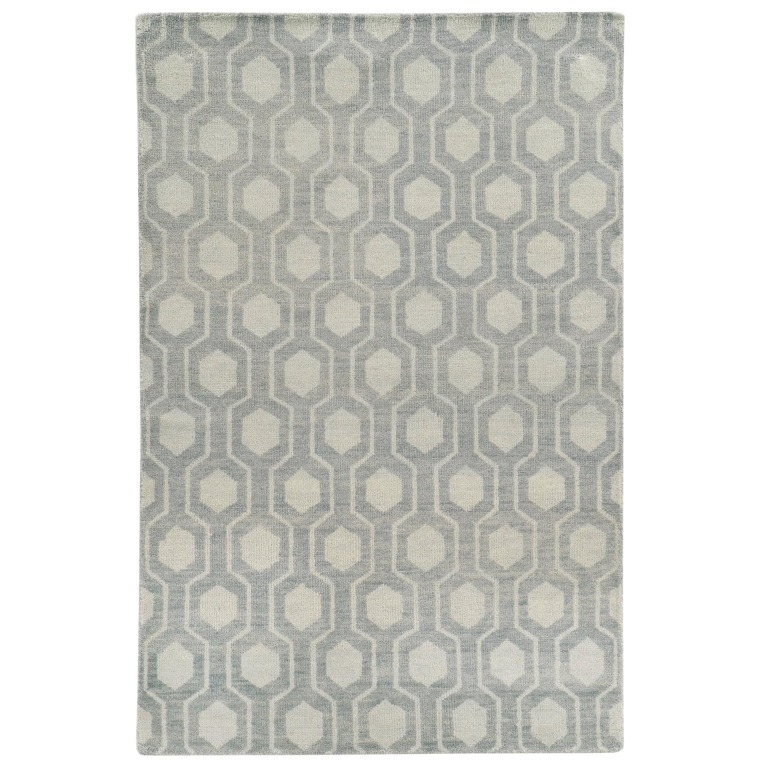 Maddox Geometric Hand-Knotted Wool Blue/Beige Area Rug