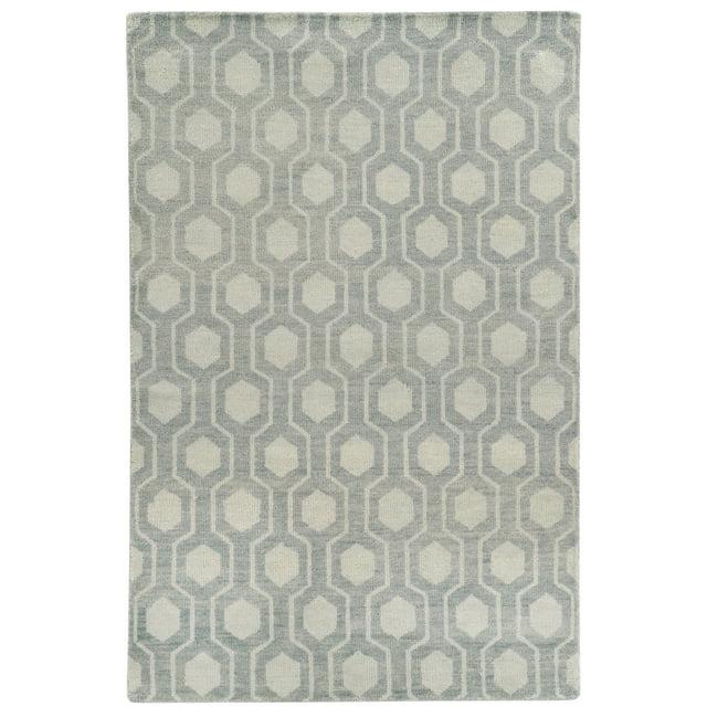 Maddox Geometric Hand-Knotted Wool Blue/Beige Area Rug