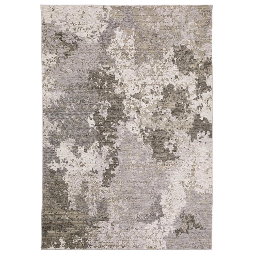 Nebulous Ivory and Gray Abstract Rectangular Area Rug