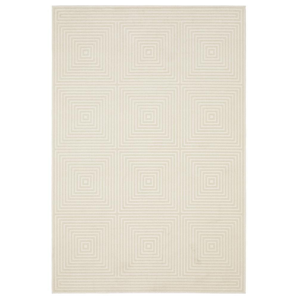 Ivory Geometric Rectangular Synthetic Area Rug 5'3" x 7'6"