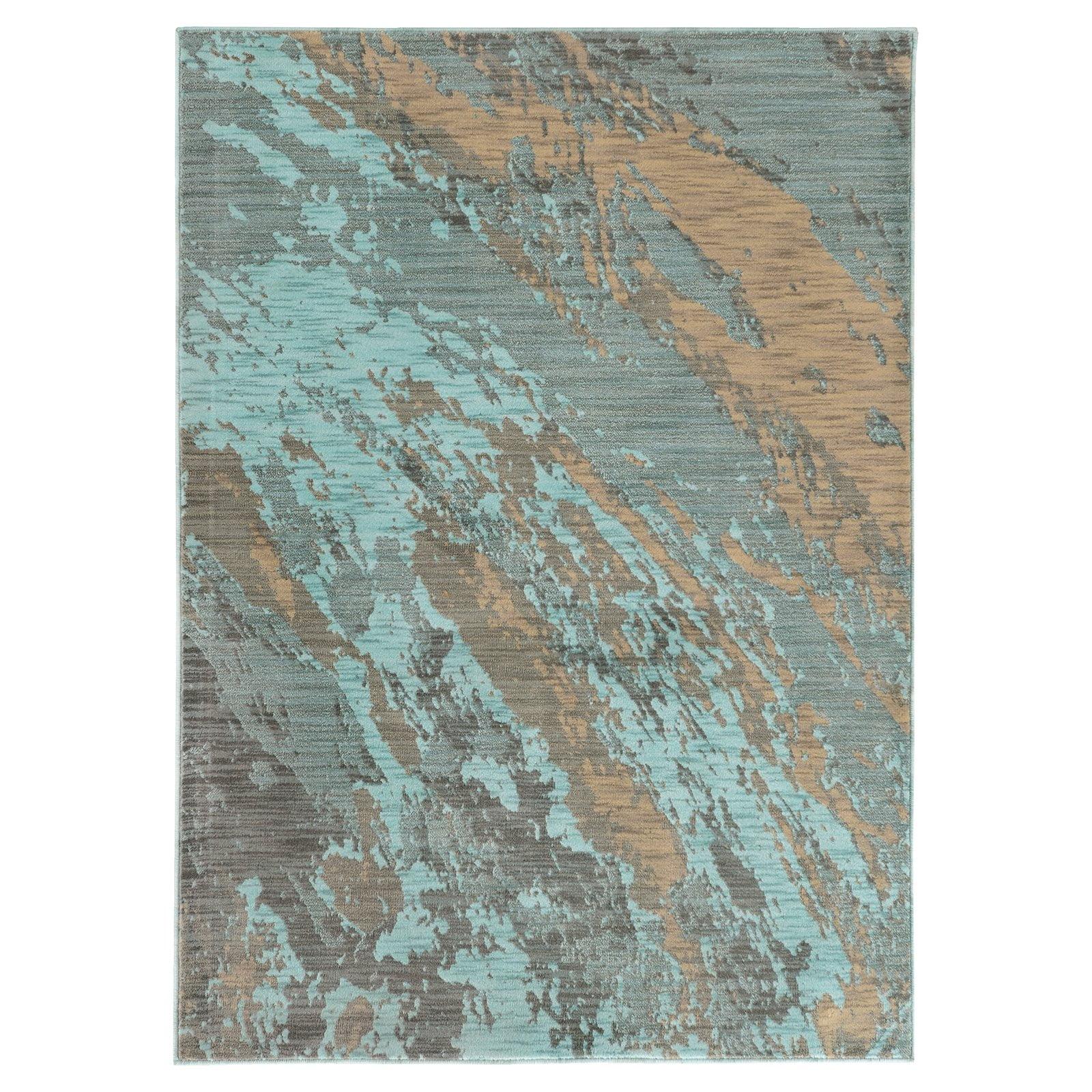 Sedona Blue and Beige Rectangular Synthetic Area Rug