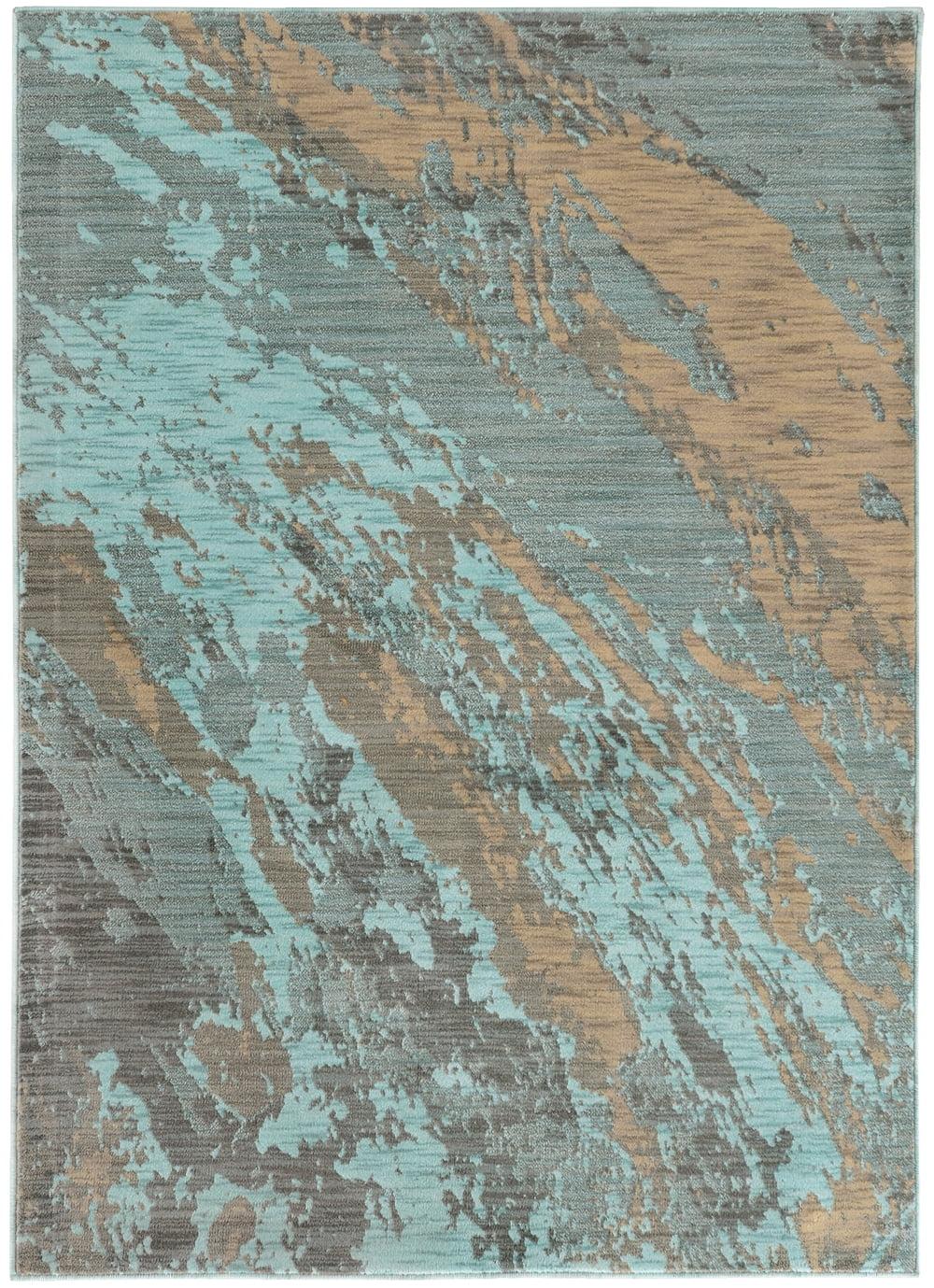 Sedona Blue and Beige Rectangular Synthetic Area Rug