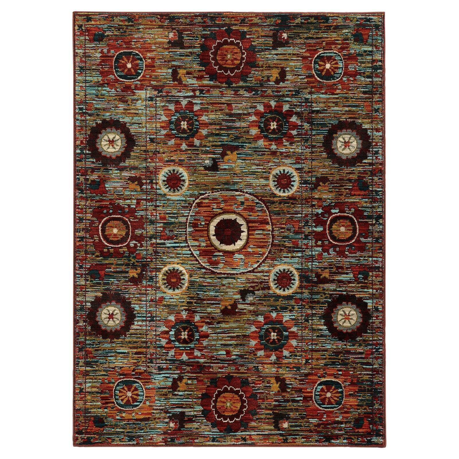 Hand-Knotted Red Oriental Wool and Synthetic Area Rug