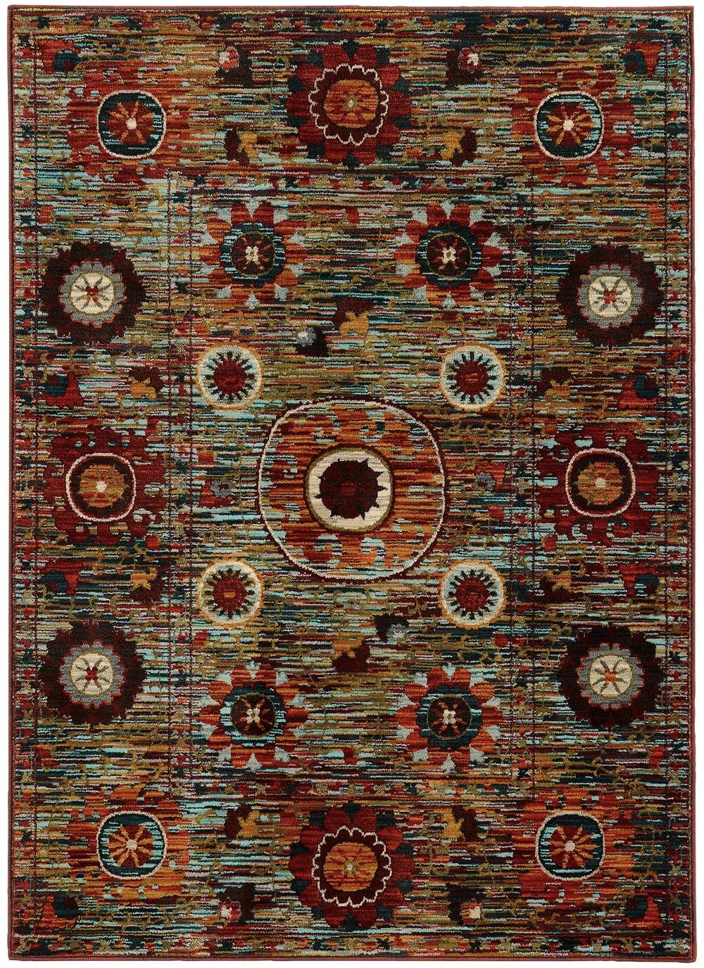 Hand-Knotted Red Oriental Wool and Synthetic Area Rug