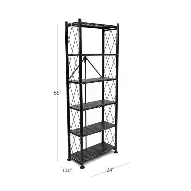 Origami Foldable 6-Shelf Classic Stamped Steel Bookcase