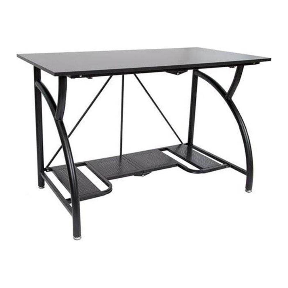 Origami Black Steel and Wood Folding Desk with Shelf