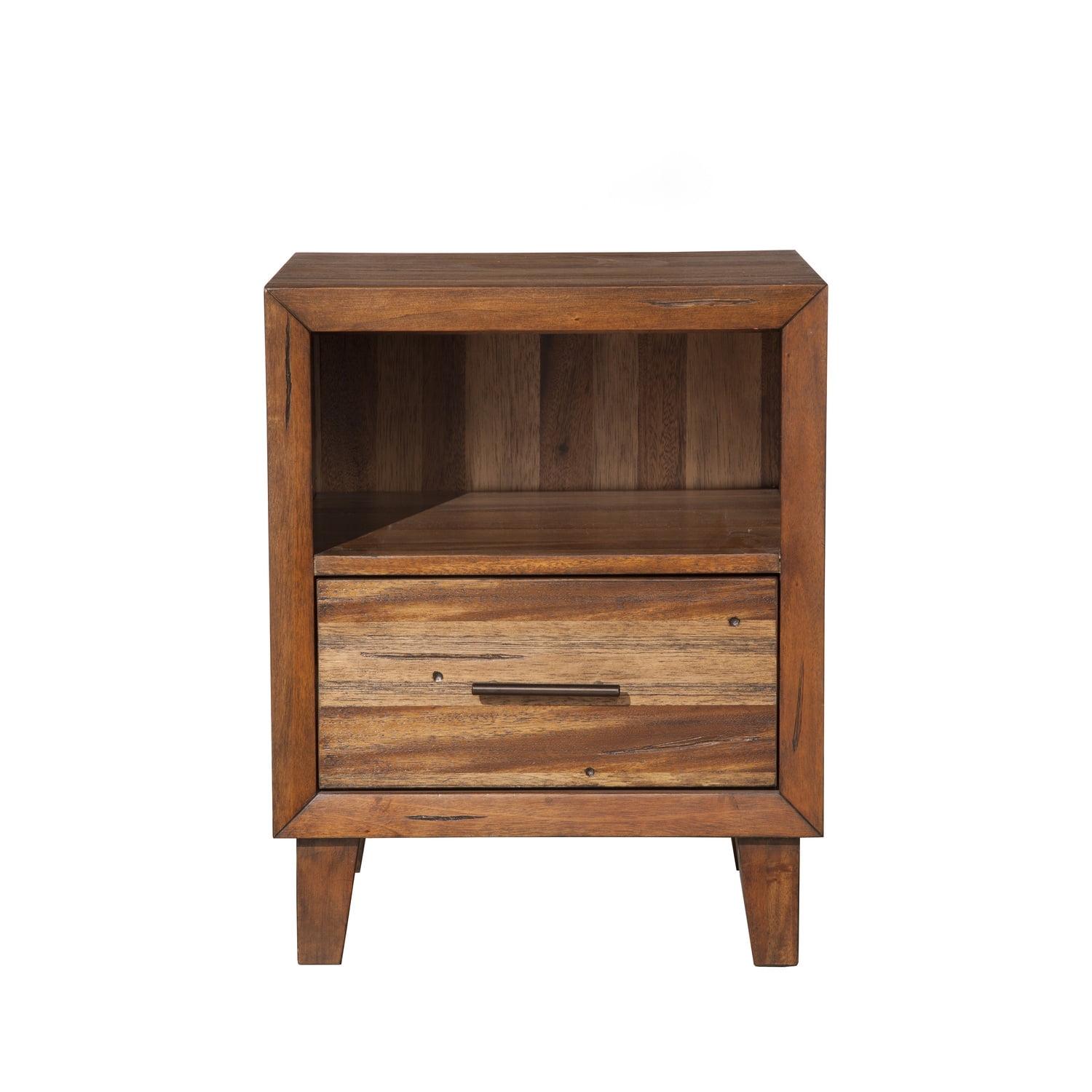 Rustic Brown Mahogany 1-Drawer Nightstand