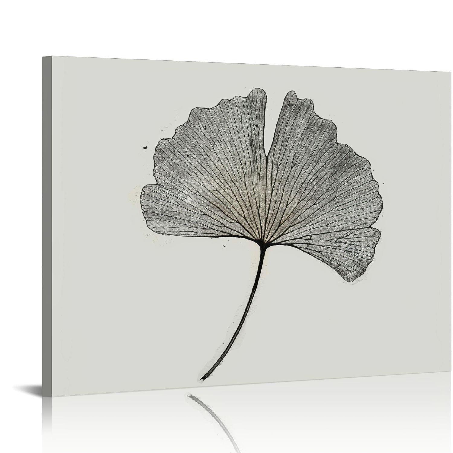 Haus and Hues Plant Wall Art - Ginkgo Flower Botanical and Minimalist Neutral Print Black and White Art, Botanical Prints Minimalist Wall Art Black and White, Neutral Wall Art (12x16 Unframed)