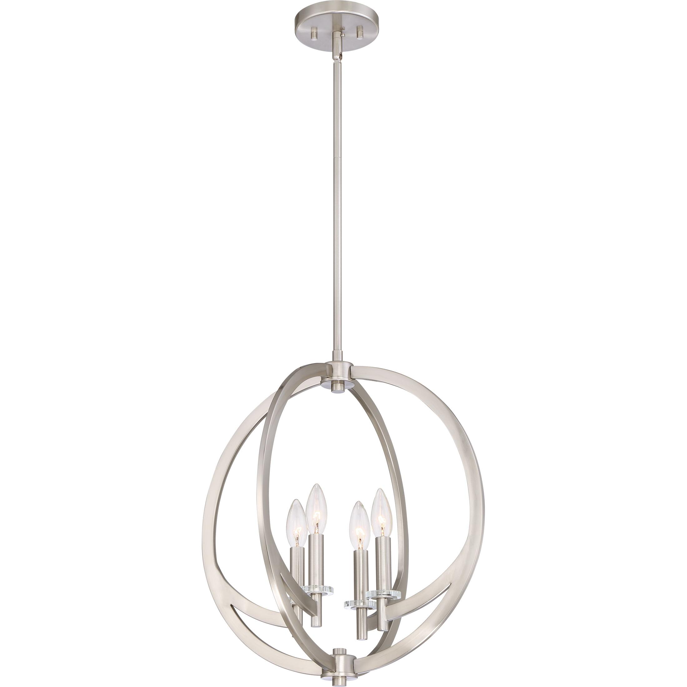 Brushed Nickel 18" Globe Pendant Light with Glass Shade