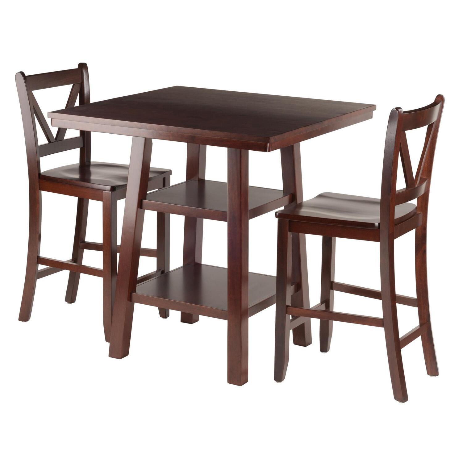 3pc Orlando Counter Height Dining Set with V-Back Stools, Storage - Winsome