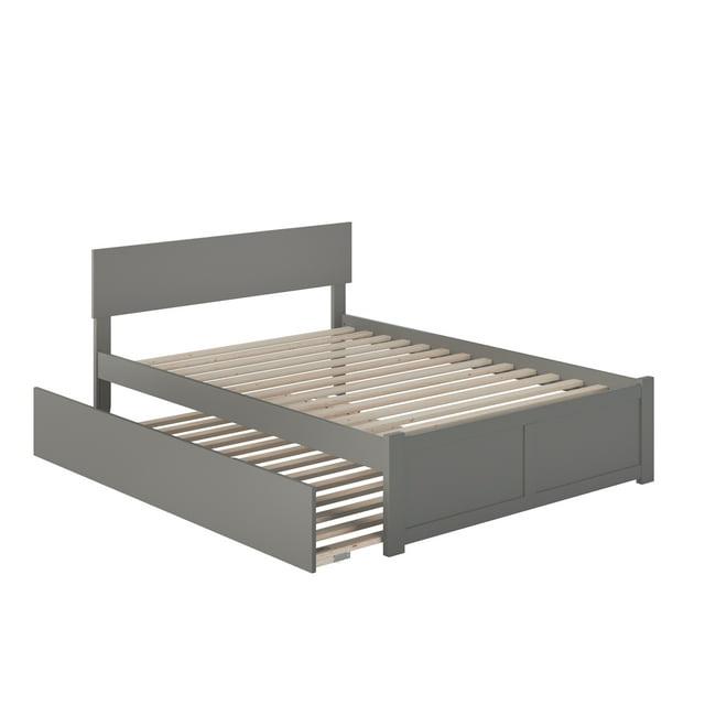Orlando Full Platform Bed with Flat Panel Foot Board and Full Size Urban Trundle Bed in Grey