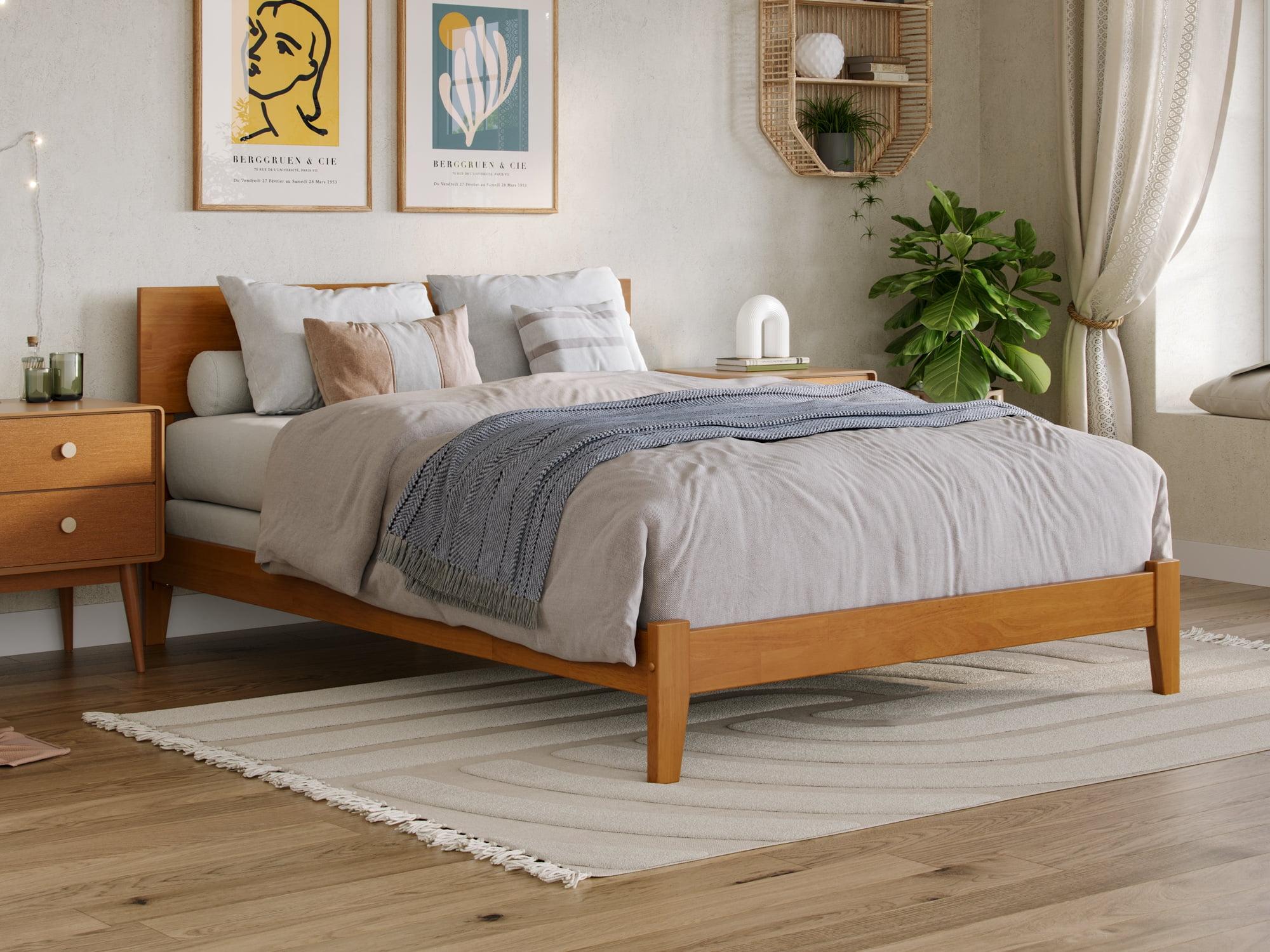 Orlando Light Toffee Full Wood Bed Frame with Headboard