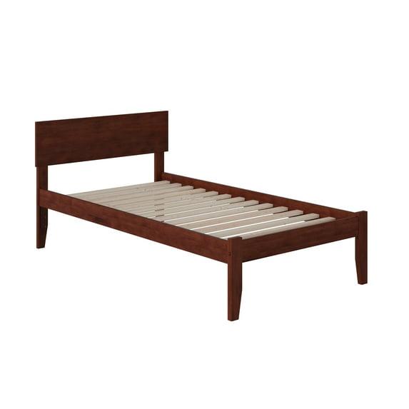 AFI Furnishings Orlando Twin Extra Long Platform Bed with Open Footboard and Turbo Charger in Walnut