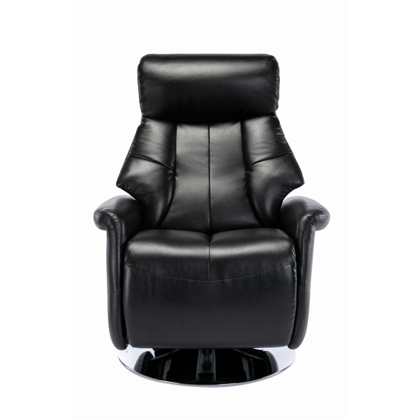 Espresso Black Leather Swivel Recliner with Memory Foam