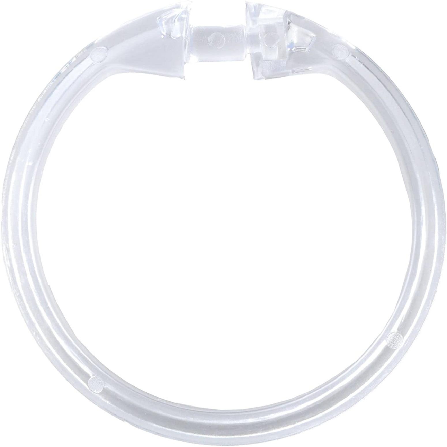 Kenney Rust-Proof Smooth Plastic Shower Curtain Rings, Set of 12, Clear