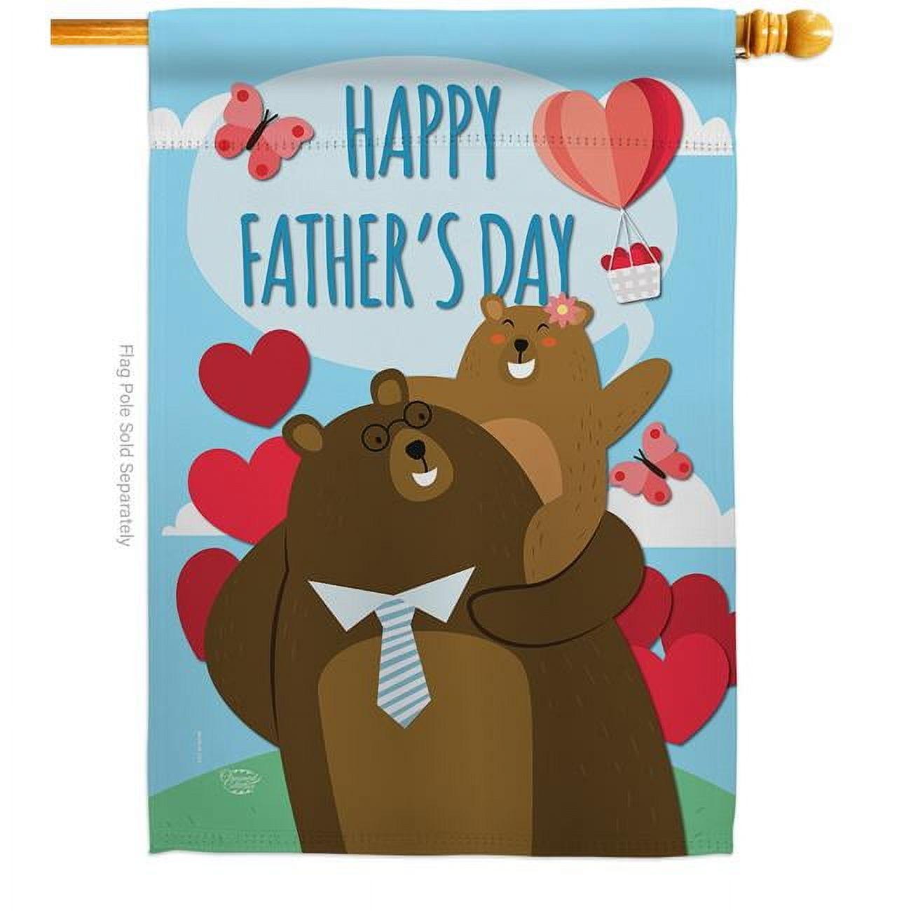 Ornament Collection H192210-BO Father Day Bears Family 28 x 40 in. Double-Sided Decorative Vertical House Flags for Decoration Banner Garden Yard Gift