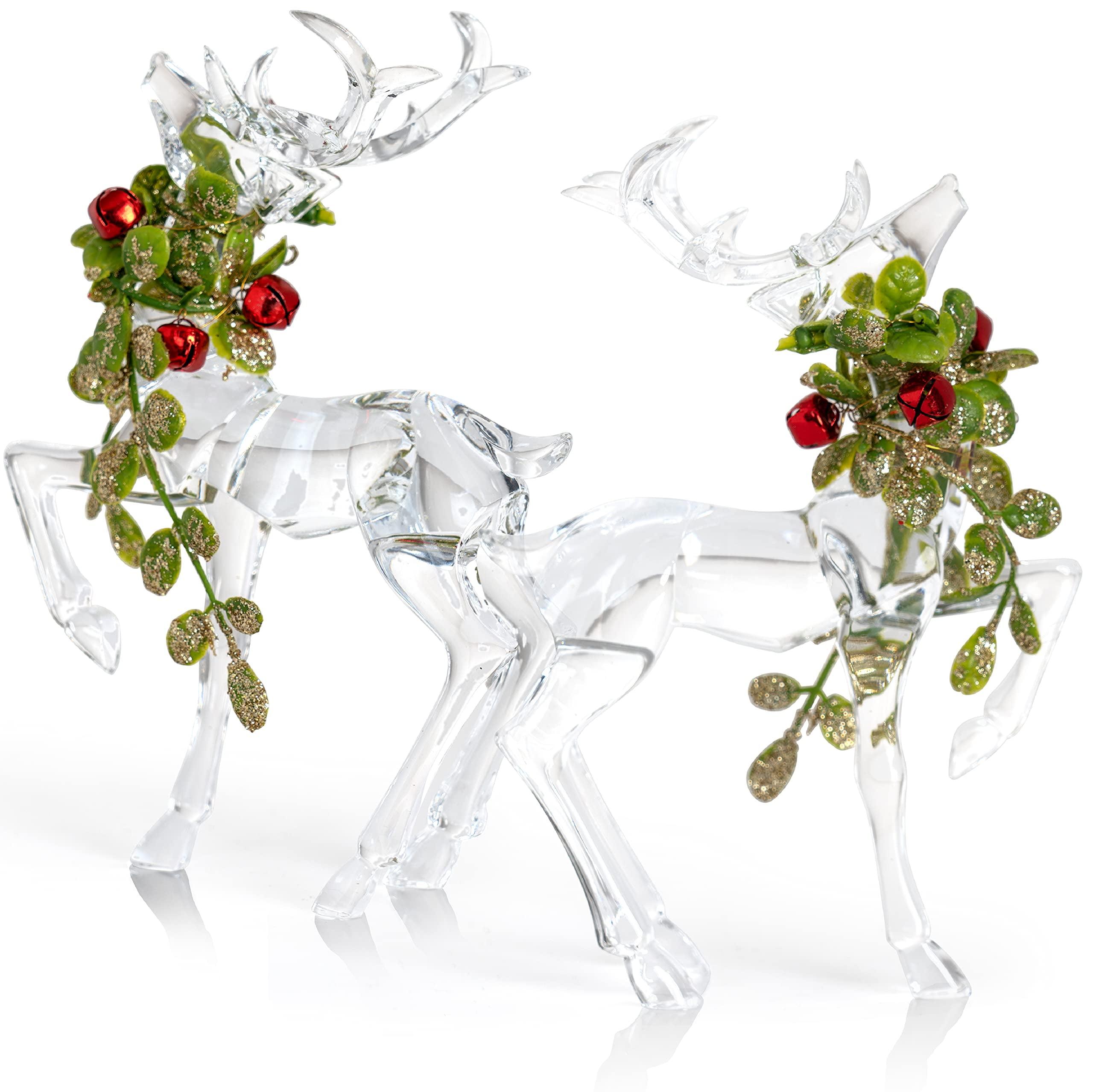 Ornativity Acrylic Christmas Reindeer Figurines - 2 Pc