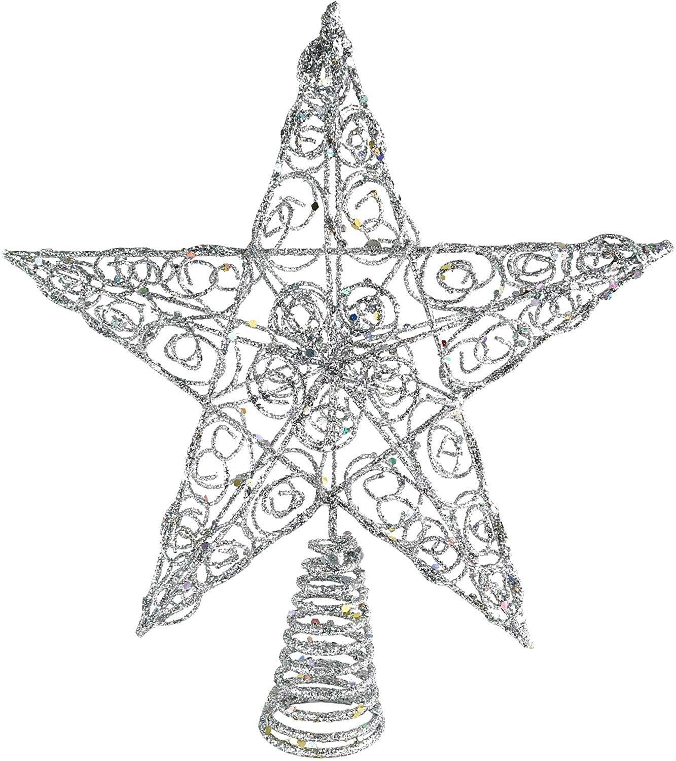 Ornativity Silver Star Tree Topper - Silver