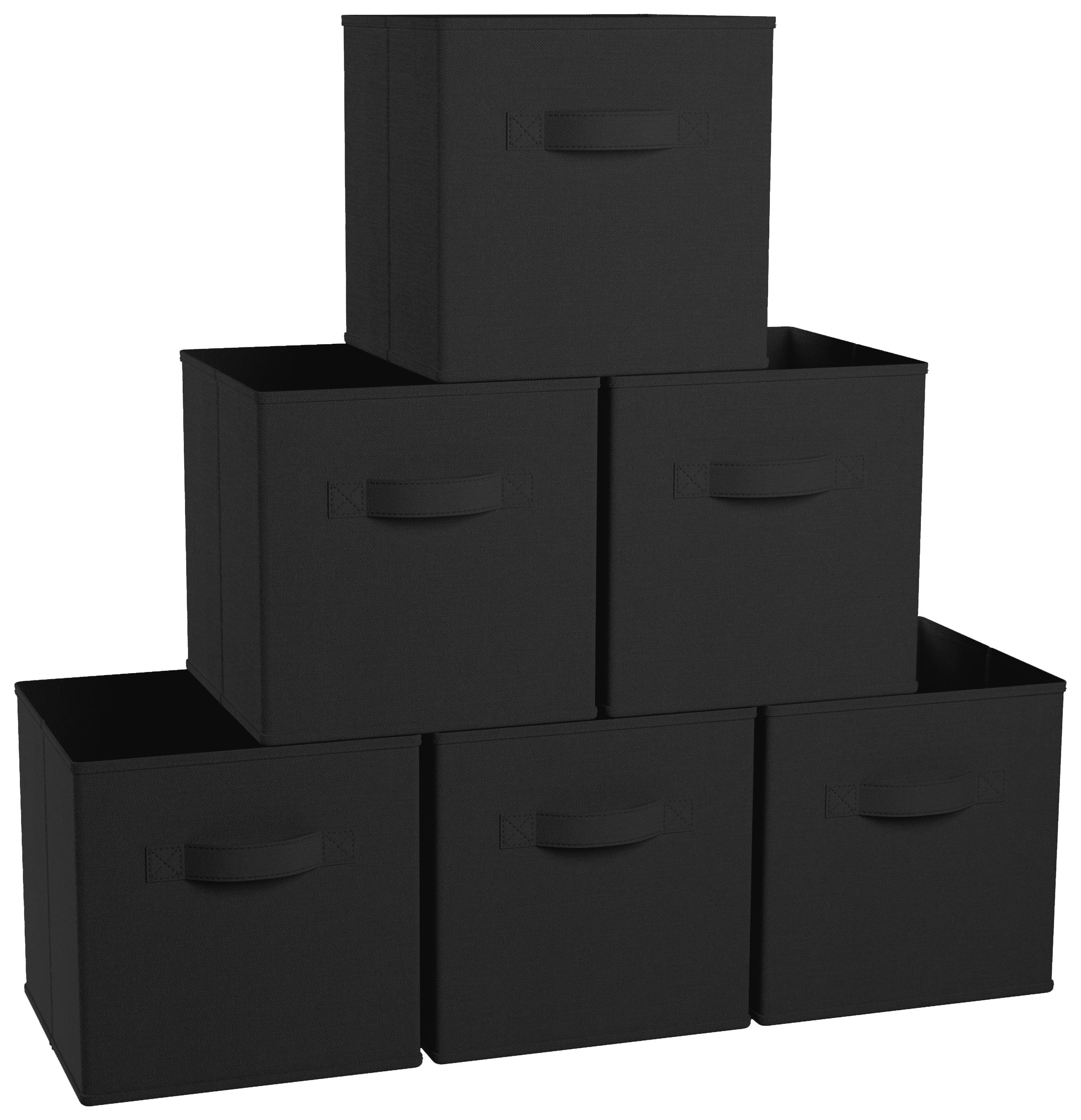 Ornavo Home Foldable Collapsible Storage Box Bins Shelf Basket Cube Organizer With Dual Handles - Set of 6 - 13 x 13 x 13 - Black