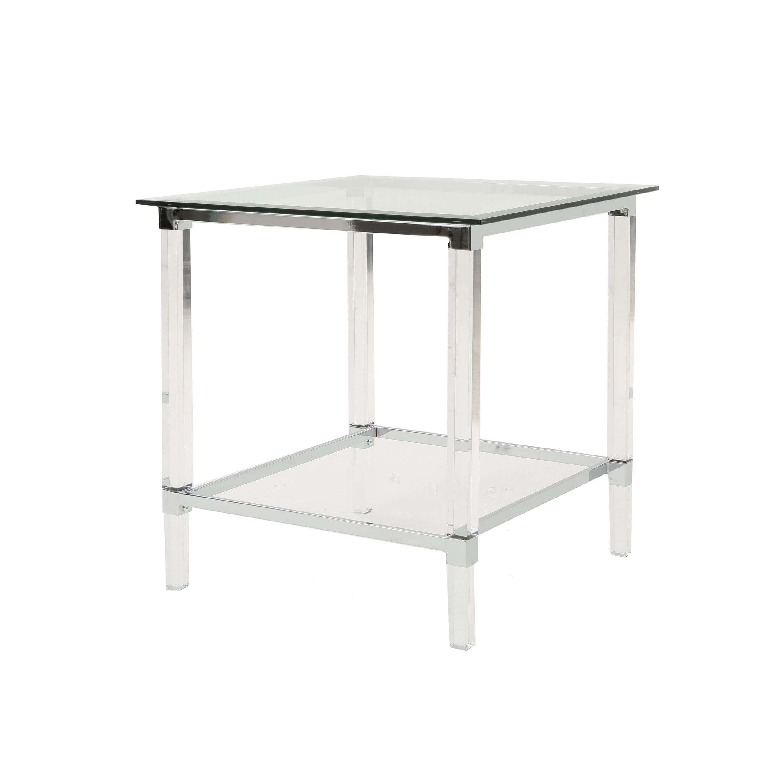 Orianna Clear Acrylic and Tempered Glass Square Side Table