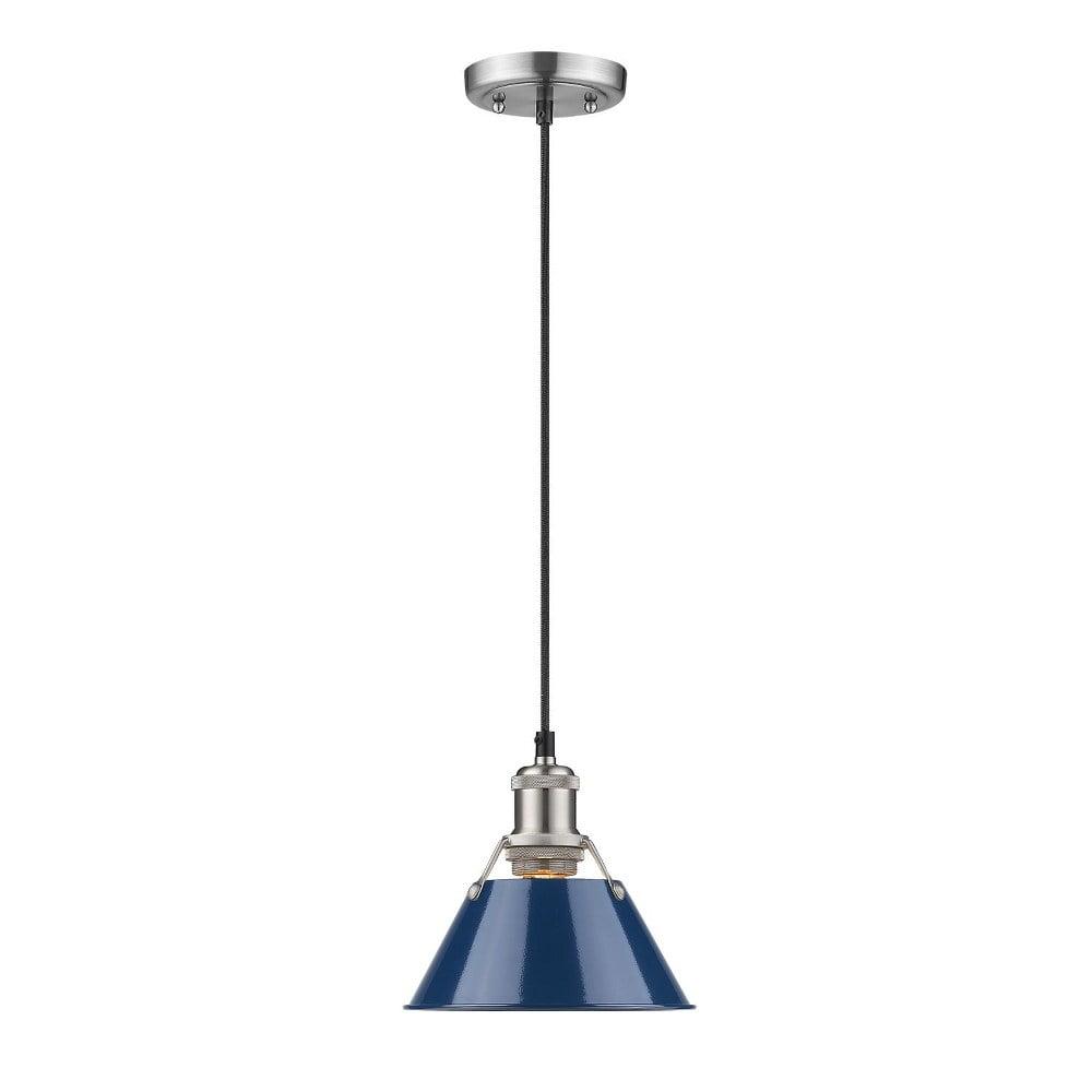 Golden Lighting Orwell 1-Light Mini Pendant in Pewter with Navy Blue