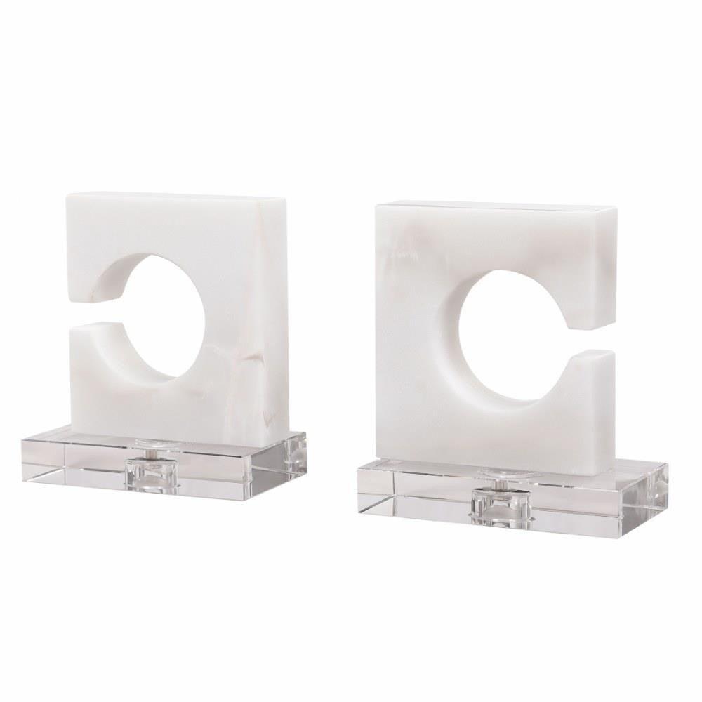 AllModern Mather White & Gray Bookends, S/2