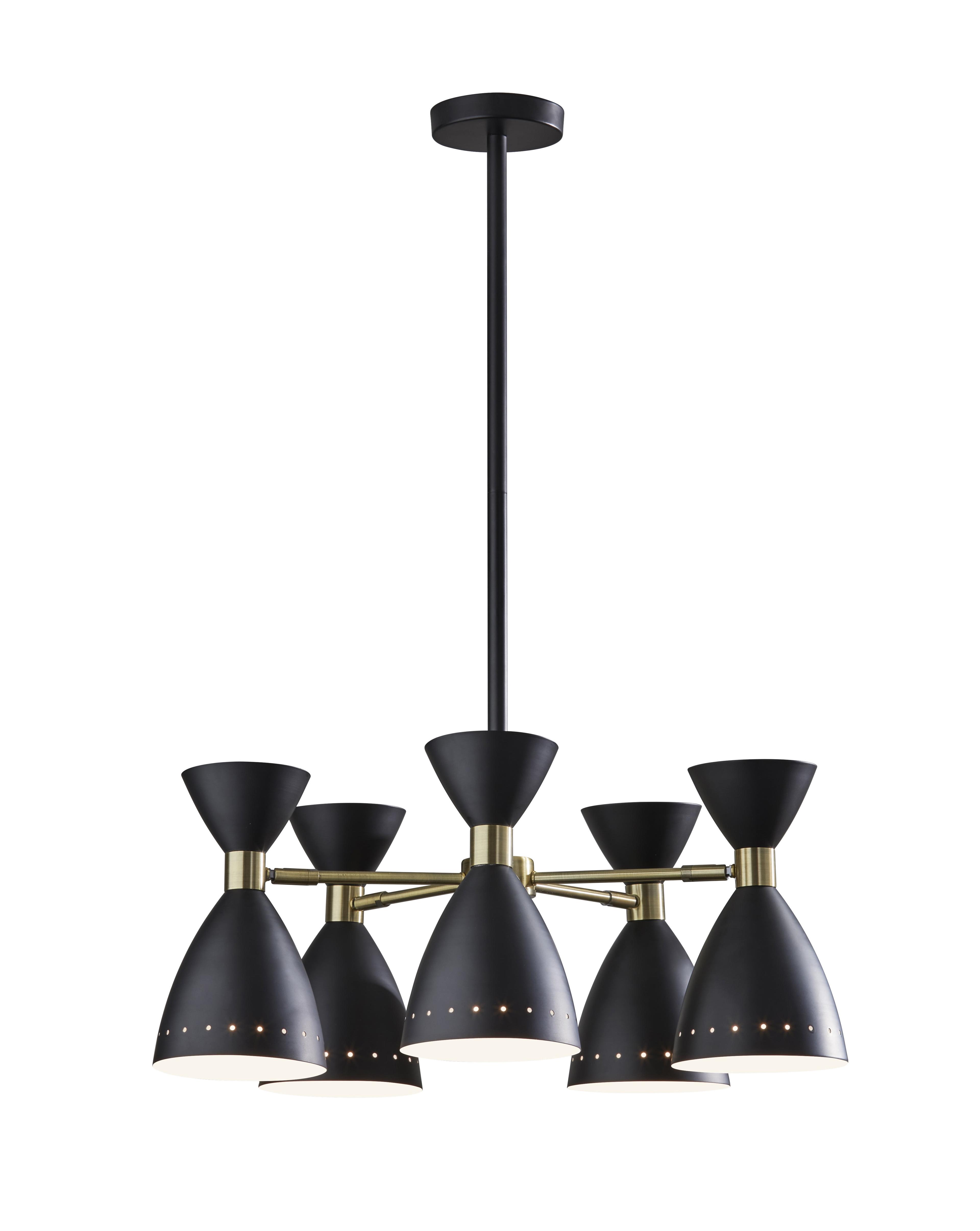 5-Head Oscar Pendant Black - Adesso: Mid-Century Modern, Adjustable, Overhead Island Lighting, ETL Listed