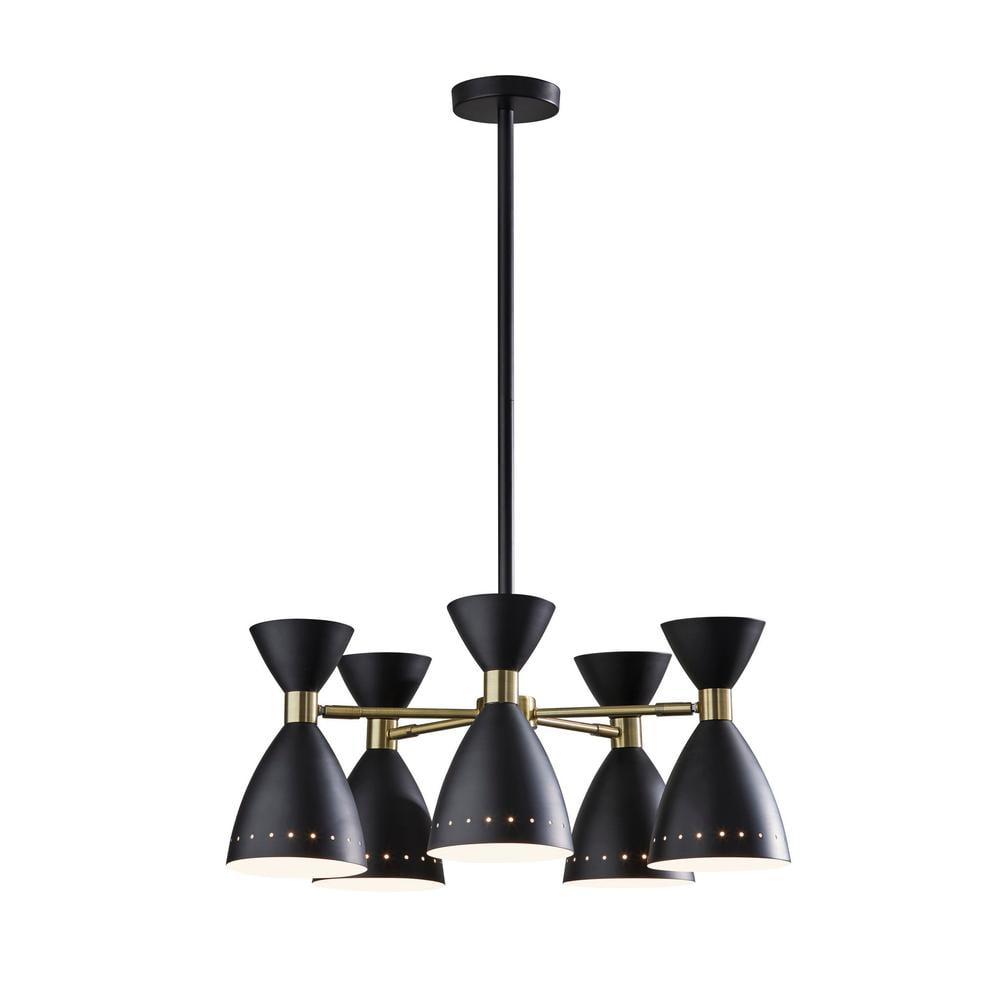 5-Head Oscar Pendant Black - Adesso: Mid-Century Modern, Adjustable, Overhead Island Lighting, ETL Listed