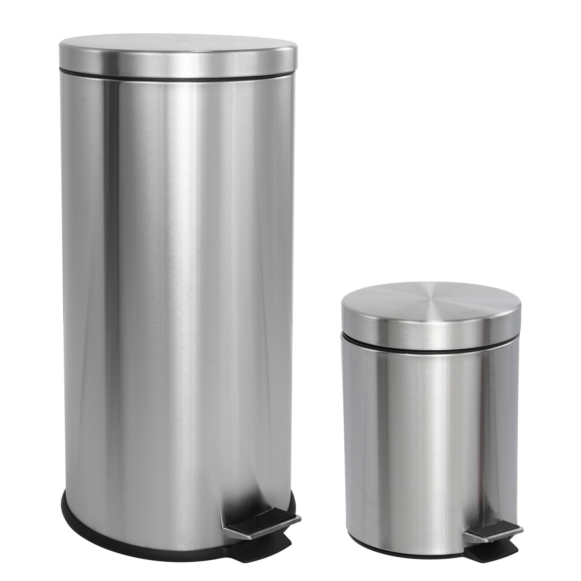 Oscar 8-Gallon Stainless Steel Step-Open Trash Can with Mini Bin