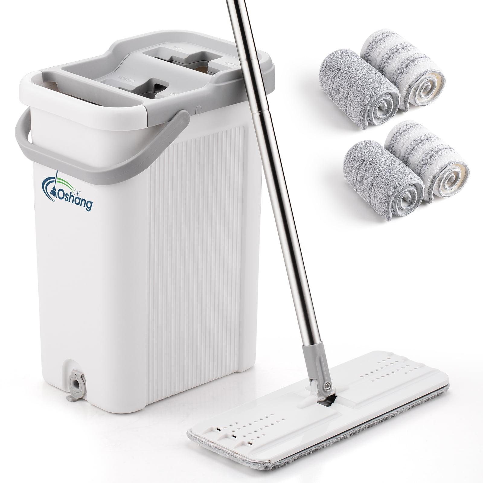 Oshang Oshang Flat Mop and Bucket OG2 - Hand-Free Floor Cleaning Mop - 4 Microfiber Mop Pads Included