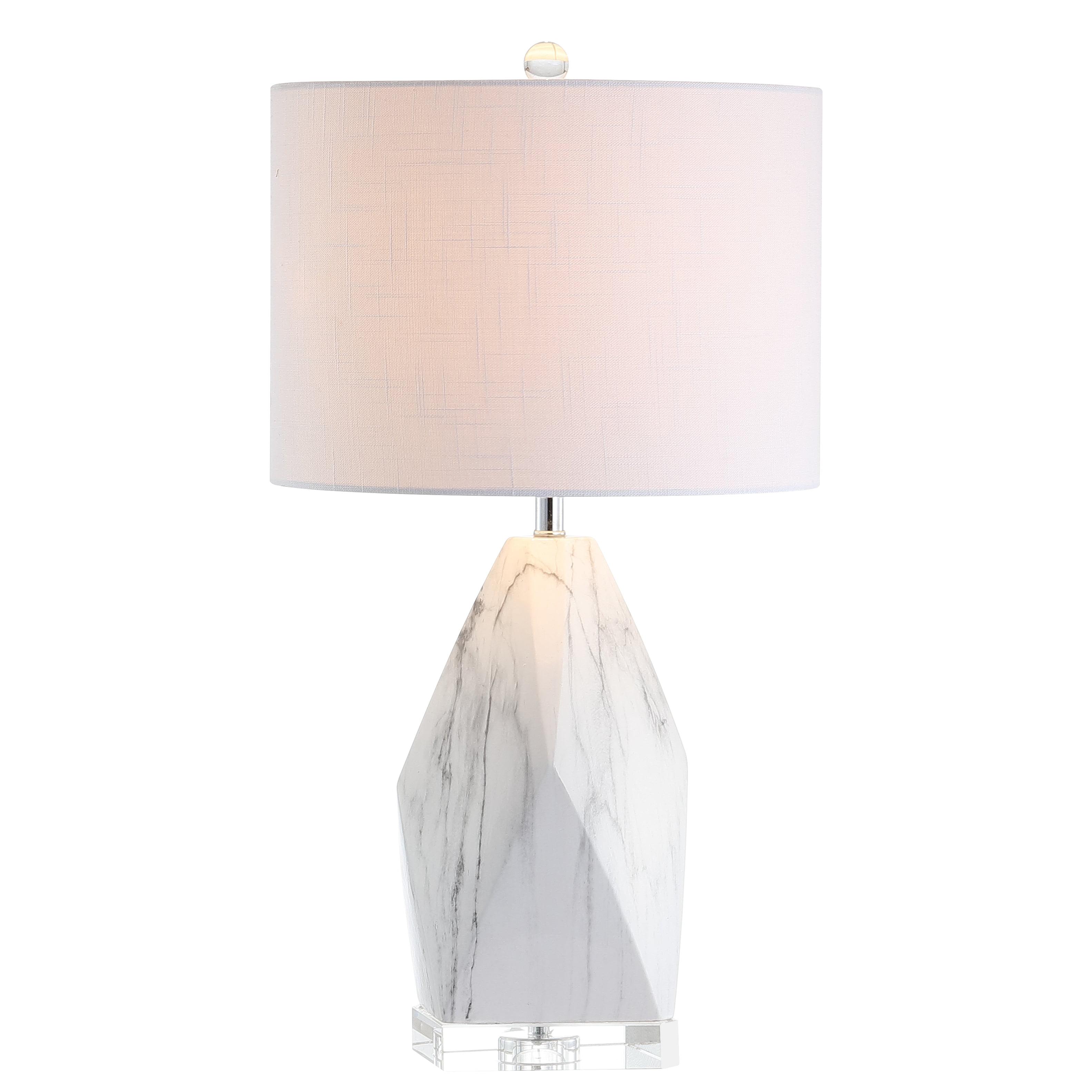 Oslo 25.5" White Ceramic Marble Crystal LED Table Lamp