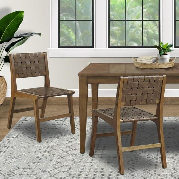 Hokku Designs Faux Leather Woven Dining Chairs Set Of 2