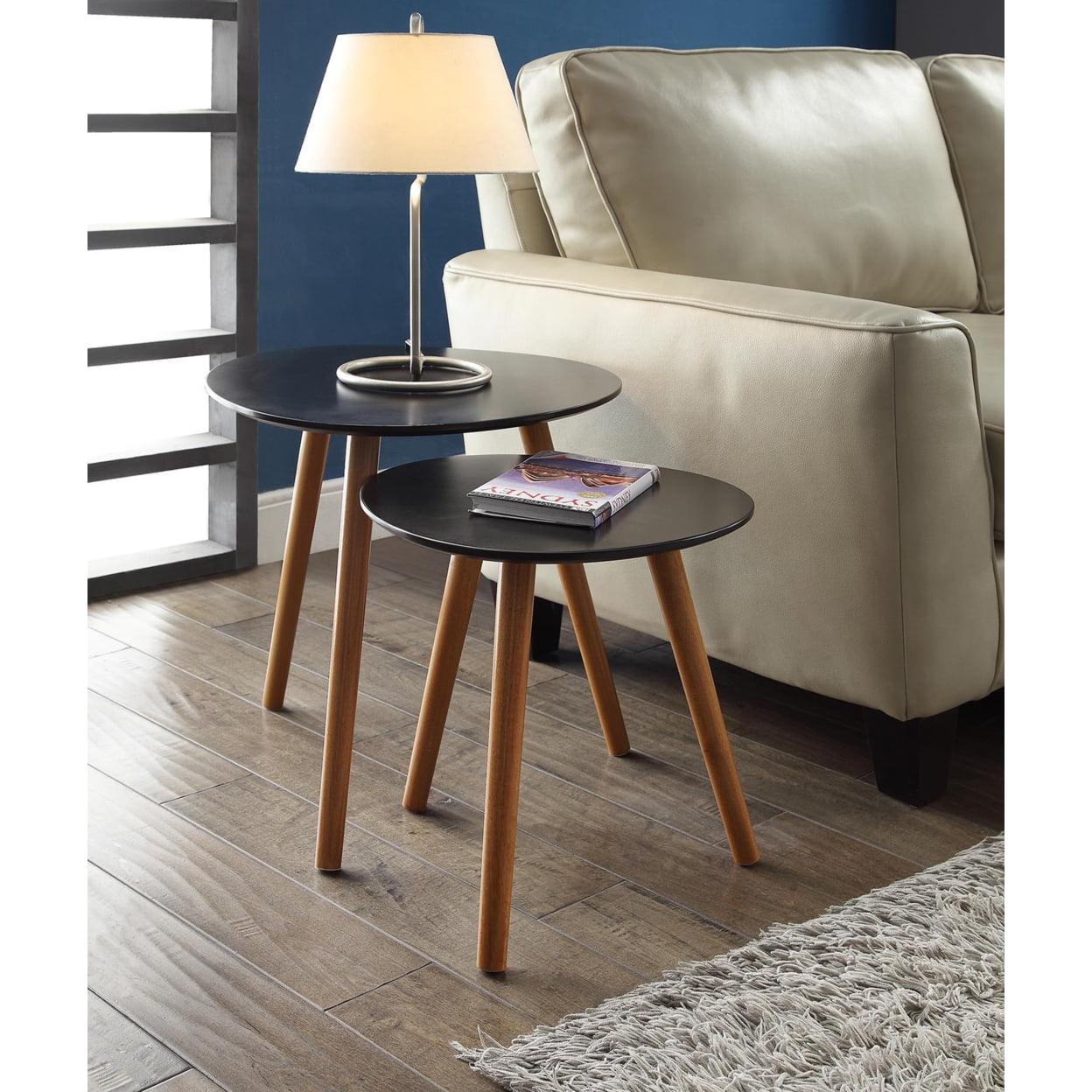 Oslo Black and Natural Wood Nesting End Tables