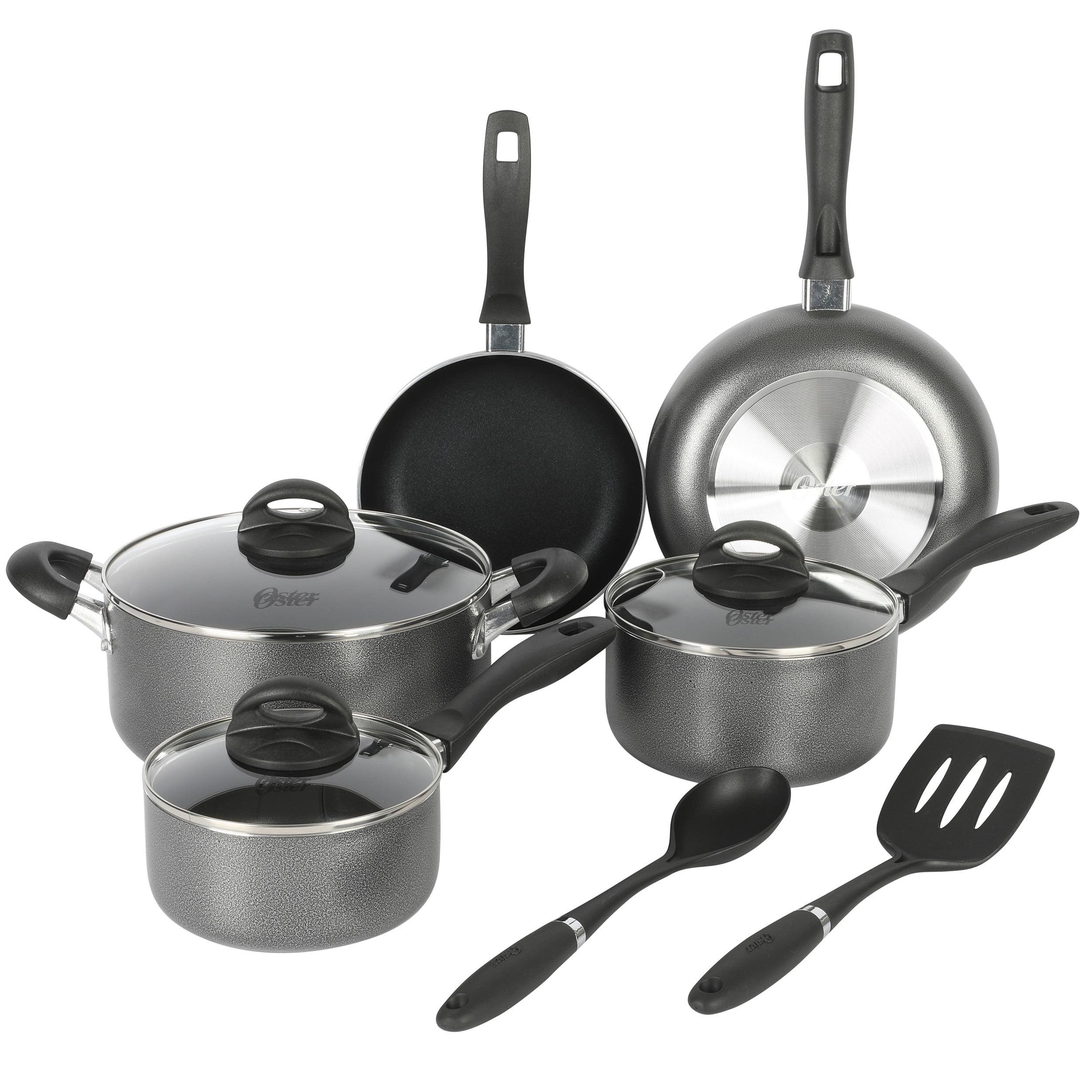 Oster 10 Piece Non Stick Cookware Set in Charcoal Grey