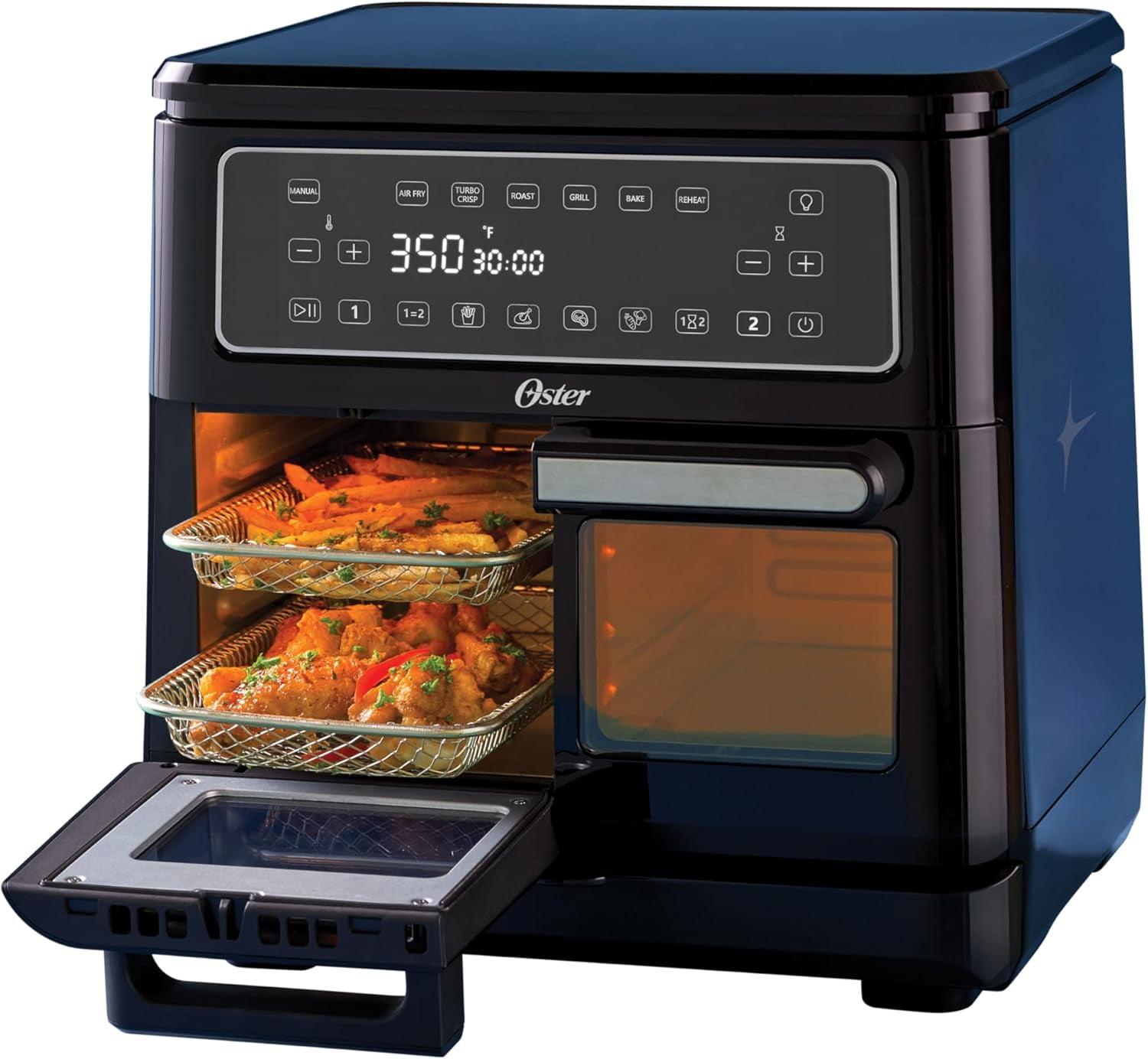 Oster 11-Quart Flex Air Fryer Oven, Dual Air Fryer with 2 Cooking Zones, with 6 Cooking Functions, Large Air Fryer with 2 Frying Baskets
