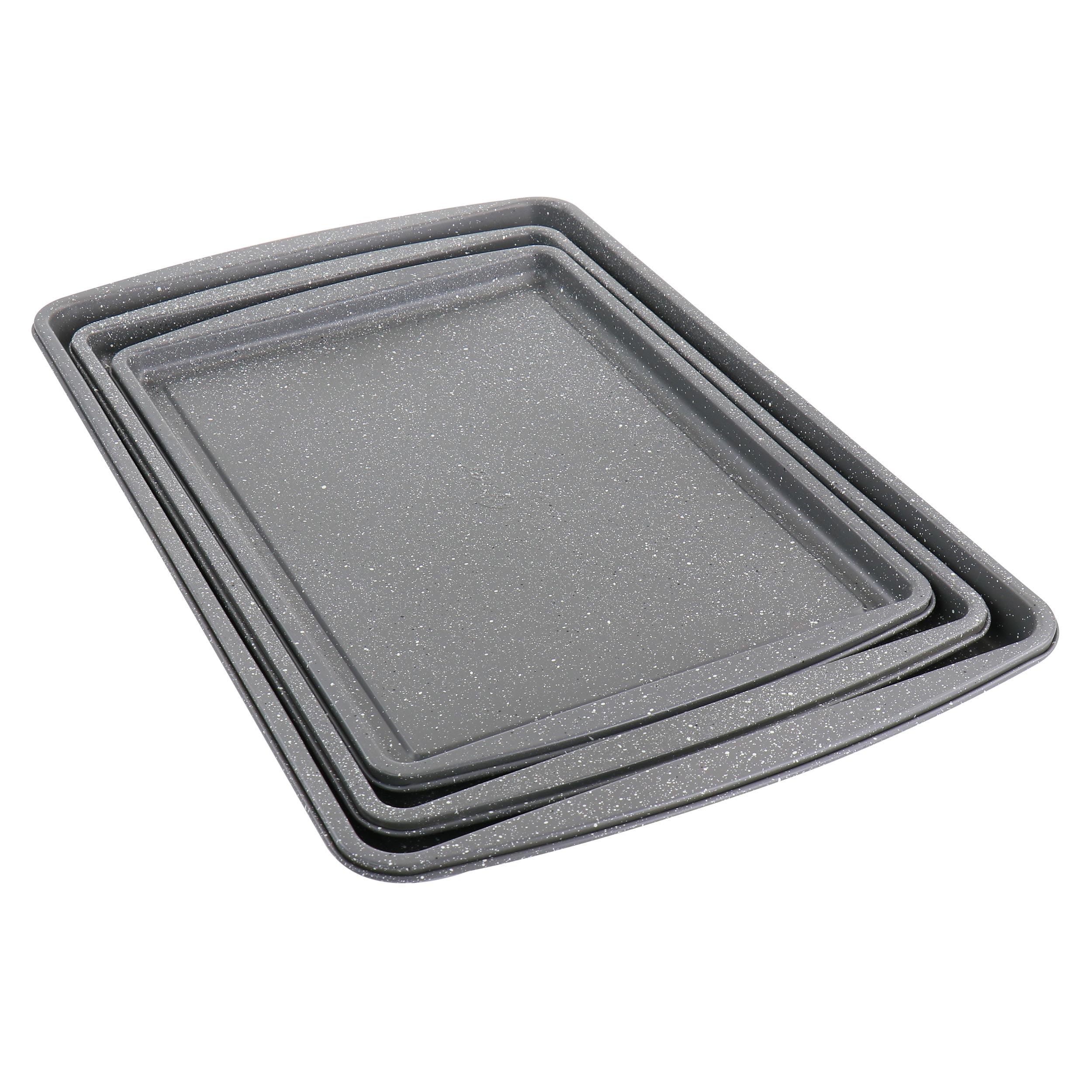 Oster 3-Piece Gray Speckle Carbon Steel Non-Stick Cookie Sheet Set