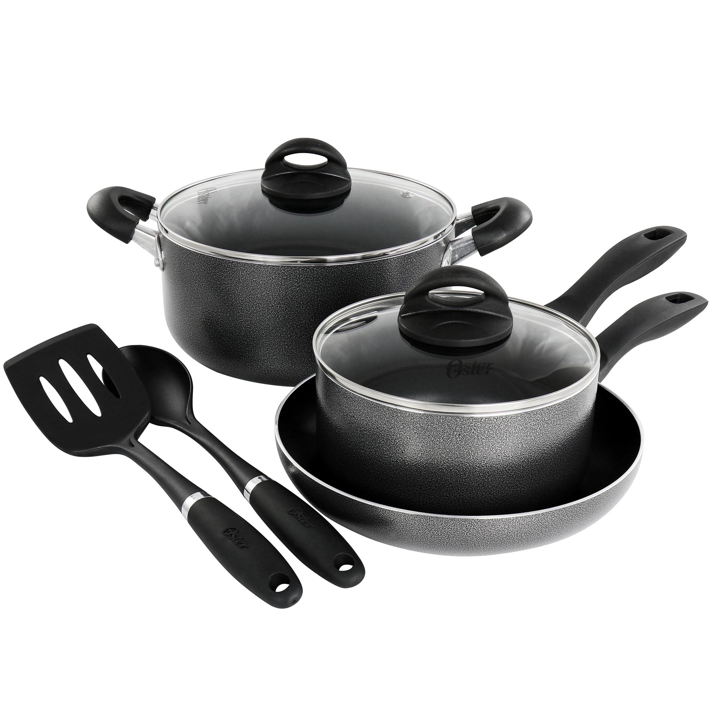 Oster Claireborne 7 Piece Non Stick Aluminum Cookware Set in Granite Grey